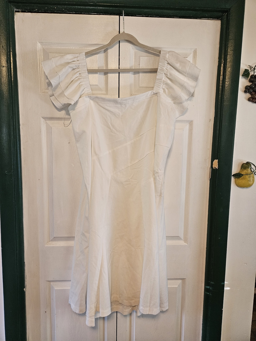 White Removable Sleeve Square Neck Dress